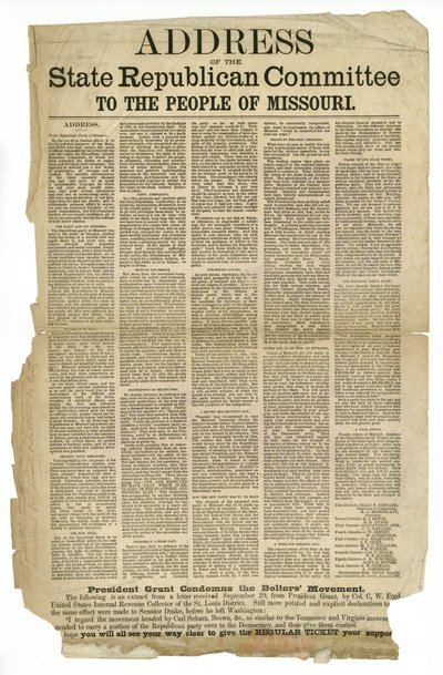 Address of the State Republican Committee to the People of Missouri by Unknown